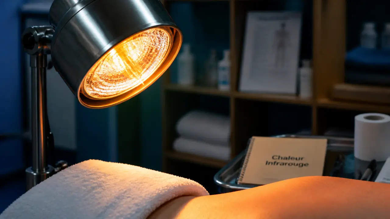 Infrarouge lampe en kinésithérapie, chaleur thérapeutique