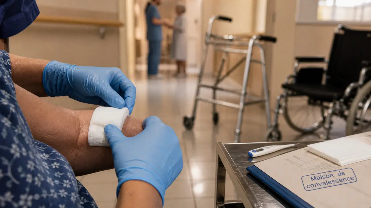 Maison de convalescence apres chirurgie : soins, pansement, déambulateur
