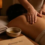 Technique de massage pour le dos : mains chaudes sur le dos, huile et serviette chaude
