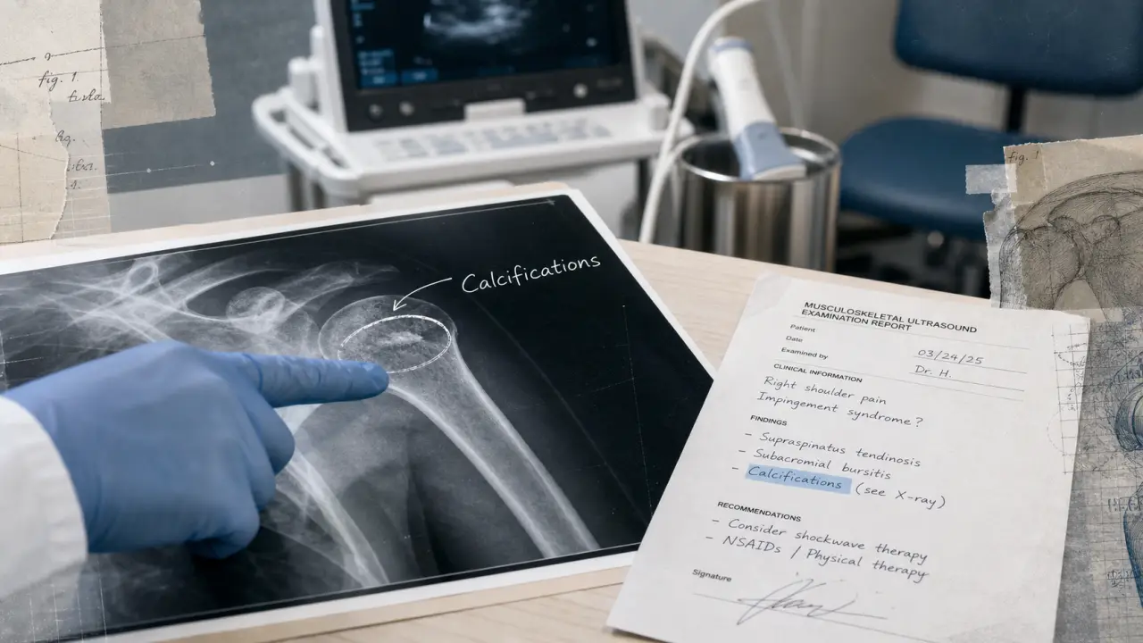 Radio épaule tendinite : calcifications visibles sur la radio