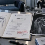 Tendinite calcifiante de l'épaule et arrêt de travail : dossier médical « arrêt travail » au cabinet