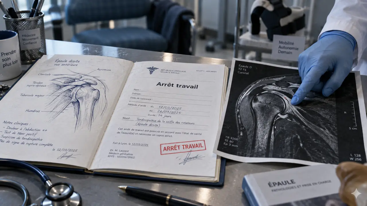 Tendinite calcifiante de l'épaule et arrêt de travail : dossier médical « arrêt travail » au cabinet