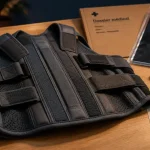 Corset dorsal pour tassement vertébral, corset dorsal gris anthracite posé à plat